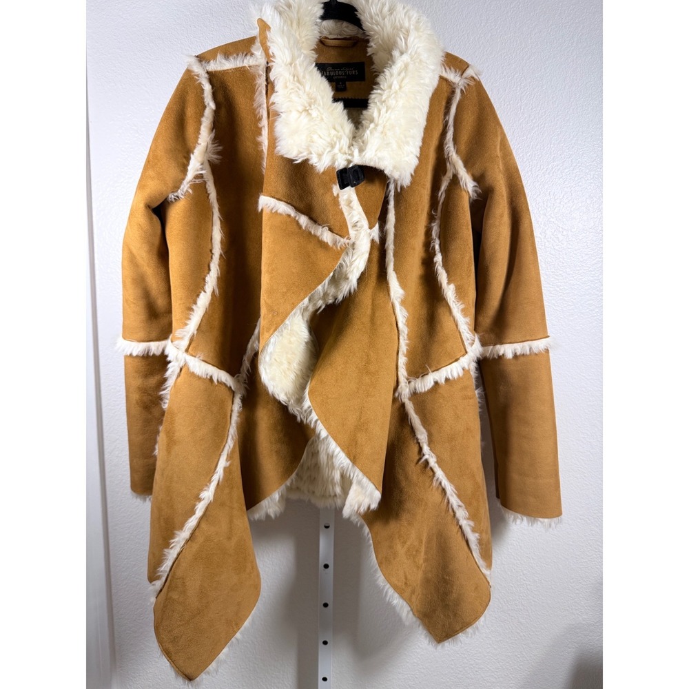 Donna Salyers‎ Fabulous Furs Faux Suede Sherpa Coat Jacket Size S - Picture 8 of 11